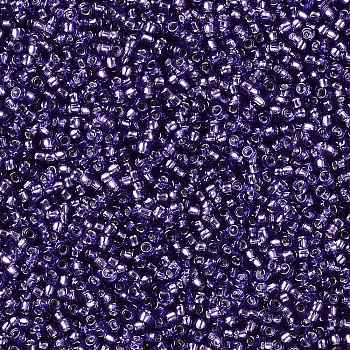 TOHO Round Seed Beads, Japanese Seed Beads, (2224) Silver-Lined Transparent Purple, 15/0, 1.5mm, Hole: 0.7mm, about 15000pcs/50g