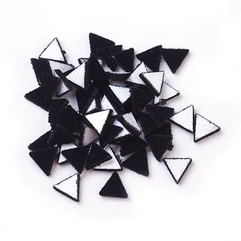 Flocky Acrylic Cabochons, Triangle, Black, 8.5x9.5x1.5mm