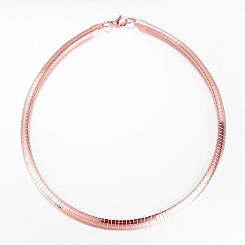 304 Stainless Steel Necklaces, with Lobster Clasps, Rose Gold, Inner Diameter: 13.7cm(5-3/8 inch), 8x2mm
