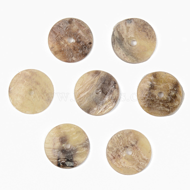 12mm Camel Flat Round Akoya Shell Beads