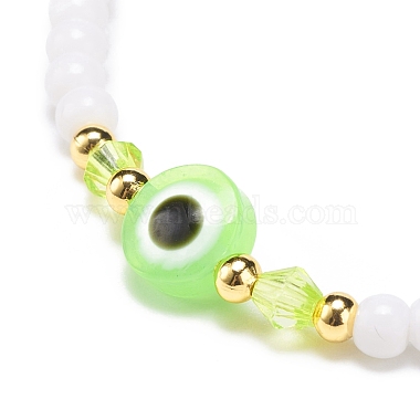 Mauvais œil en résine et bracelet extensible en perles acryliques pour femme(BJEW-JB08609-03)-4