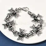 304 Stainless Steel Link Chain Bracelets for Men Women, Cross & Skull, Antique Silver, 9-1/4 inch(23.5cm)(BJEW-D385-01AS)