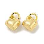 Brass Charms, Heart Charms, Cadmium Free & Nickel Free & Lead Free, Real 18K Gold Plated, 9.5x8x5.5mm, Hole: 3mm(KK-G490-08G)