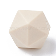 Food Grade Eco-Friendly Silicone Focal Beads, Chewing Beads For Teethers, DIY Nursing Necklaces Making, Icosahedron, Navajo White, 16.5x16.5x16.5mm, Hole: 2mm(SIL-T048-14mm-11)