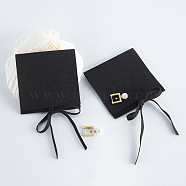 Microfiber Jewelry Storage Gift Pouches, Envelope Bags with Flap Cover, for Jewelry, Watch Packaging, Square, Black, 8x8cm(PAAG-PW0010-003C-03)