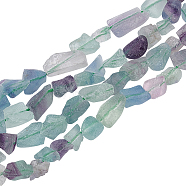 1 Strand Raw Rough Natural Fluorite Beads Strands, Nuggets, 4.5~12x4.5~8x4~8mm, Hole: 0.9mm, about 63~66pcs/strand, 15.47''~16.34''(39.3~41.5cm)(G-OC0004-83)