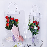 Transparent BOPP Plastic Gift Bag, with Sticks & Handle, Flower Packing Bags, Recycled Bags, for Wedding, for Valentine's Day, Birthday, Baby Shower, Clear, Bag: 45x25x0.01cm, 10pcs/set, Sticks: 20x6.1x0.02cm, 20pcs/set, Handle: 14x15~15.5cm, 20pcs/set(ABAG-F003-01B)