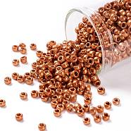 TOHO Round Seed Beads, Japanese Seed Beads, (562) Burnt Orange Metallic, 8/0, 3mm, Hole: 1mm, about 222pcs/10g(X-SEED-TR08-0562)