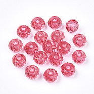 Transparent Resin Beads, Faceted, Rondelle, Deep Pink, 7.5~8x5~5.5mm, Hole: 1.5mm(RESI-T030-04I)