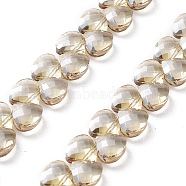 Electroplate Triangle Glass Beads Strands, Faceted, Pear Lurster Plated, Lemon Chiffon, 9x10x5mm, Hole: 1mm, about 100pcs/strand, 23.62''(60cm)(EGLA-A036-11A-PL02)
