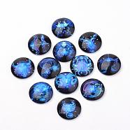 Flatback Glass Cabochons for DIY Projects, Constellation/Zodiac Sign Pattern, Dome/Half Round, Rosy Brown, 25x6mm(GGLA-S029-25mm-040)
