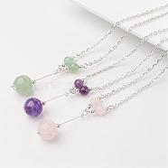 Natural Gemstones Pendant Necklaces, with Iron Chains and Spring Clasp, 16.9 inch(NJEW-JN01611)