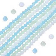 SUPERFINDINGS 15 Strands 3 Color Faceted Bicone Opalite Beads Strands, Mixed Color, 4x4mm, Hole: 1mm, about 92~96pcs/strand, 13.78~14.37 inch, 5strands/color(EGLA-FH0001-13)