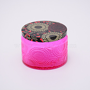 Glass Storage Box, Container for Jewelry, Aromatherapy Candle, Candy Box, with Slip-on Lid, Flower Pattern, Fuchsia, 7.1x5.2cm, Capacity: 125ml(4.23 fl. oz)(CON-WH0072-27C)