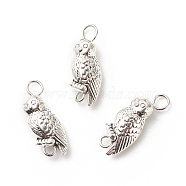 Tibetan Style Alloy Connector Charms, with 304 Stainless Steel, Owl, Antique Silver, 19.5x7x5mm, Hole: 3mm(X-PALLOY-JF01704)