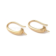 Rack Plating Brass Earring Hooks, Ear Wire for Half Drilled Beads, Long-Lasting Plated, Real 14K Gold Plated, 20 Gauge, 19x3mm, Pin: 0.8mm(KK-G480-09LG)