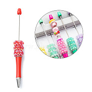 Plastic Beadable Pens, Ballpoint Pen, for DIY Pen Decoration, Rose, Red, 142x17mm(AJEW-S082-01C)