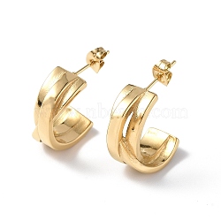 Ion Plating(IP) 304 Stainless Steel Criss Cross Stud Earrings for Women, Golden, 20.5x17x6.5~9mm, Pin: 0.8mm(EJEW-G335-07G)