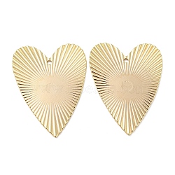 Rack Plating Brass Pendants, Heart, Real 18K Gold Plated, 30x23x1mm, Hole: 1.4mm(KK-K351-06G)