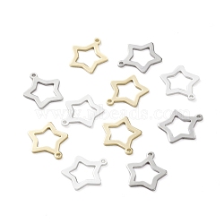 Brass Charms, Long-Lasting Plated, Stars, Mixed Color, 11.5x10.5x0.5mm, Hole: 0.9mm(KK-H739-10)