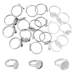 30Pcs 3 Style Brass Pad Ring Settings, Platinum & Silver, US Size 5 1/4(15.9mm)~US Size 6 1/2(16.9mm), Tray: 12mm, 10pcs/style(KK-FH0006-35)