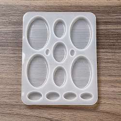 DIY Silicone Cabochons Molds, Resin Casting Molds, for UV Resin, Epoxy Resin Jewelry Making, Oval Pattern, 135x105x8.5mm, Inner Diameter: 10~49x7~31mm(X-DIY-G079-09C)