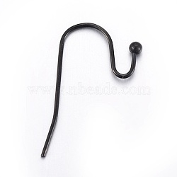 Stainless Steel Earring Hooks, Electrophoresis Black, 21x14mm, Pin: 0.6mm(X-STAS-L211-14-B)