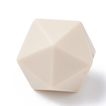 Food Grade Eco-Friendly Silicone Focal Beads, Chewing Beads For Teethers, DIY Nursing Necklaces Making, Icosahedron, Navajo White, 16.5x16.5x16.5mm, Hole: 2mm