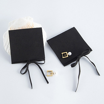 Microfiber Jewelry Storage Gift Pouches, Envelope Bags with Flap Cover, for Jewelry, Watch Packaging, Square, Black, 8x8cm