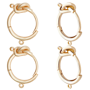 10 Pairs Brass Knot Hoop Earring Findings, with Horizontal Loop, Long-Lasting Plated, Real 14K Gold Plated, 7 Gauge(3.5mm), 17.5x13x3.5mm, Hole: 0.9mm, Pin: 1mm