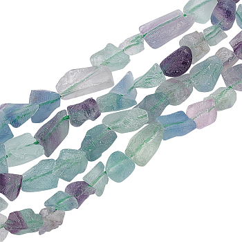 1 Strand Raw Rough Natural Fluorite Beads Strands, Nuggets, 4.5~12x4.5~8x4~8mm, Hole: 0.9mm, about 63~66pcs/strand, 15.47''~16.34''(39.3~41.5cm)