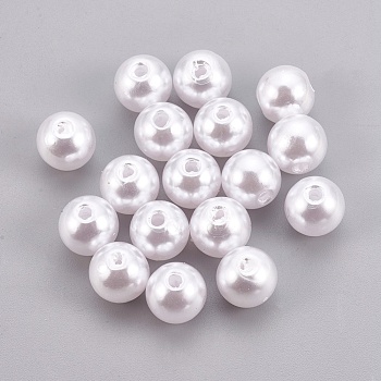 ABS Plastic Imitation Pearl Beads, Round, White, 4mm, Hole: 1.6mm