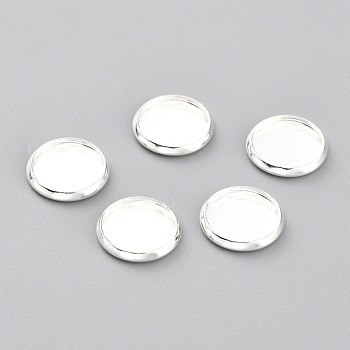 304 Stainless Steel Cabochon Settings, Plain Edge Bezel Cups, Flat Round, Silver, 12x2mm Tray: 10mm