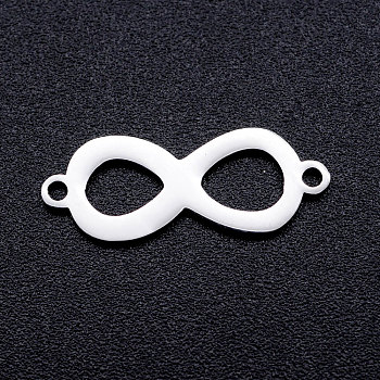 201 Stainless Steel Links connectors, Infinity, Stainless Steel Color, 20.5x8x1mm, Hole: 1.2mm