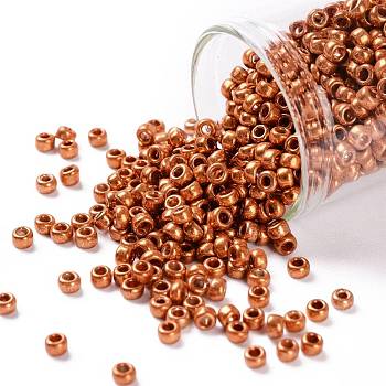 TOHO Round Seed Beads, Japanese Seed Beads, (562) Burnt Orange Metallic, 8/0, 3mm, Hole: 1mm, about 222pcs/10g