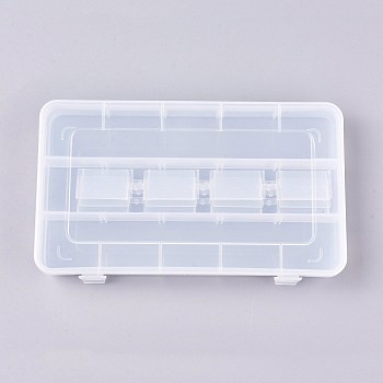 15 Grids Polypropylene(PP) Crafts Storage Boxes, with Adjustable Dividers, Jewelry Organizer Container, Clear, 17.8x10.5x2.4cm