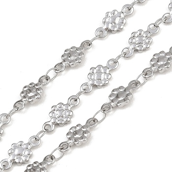 304 Stainless Steel Flower Link Chains, Soldered, Stainless Steel Color, 11x5.5x1.5mm