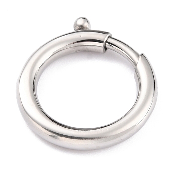 304 Stainless Steel Spring Ring Clasps, Stainless Steel Color, 24.5x21.5x3mm, Inner Diameter: 15mm