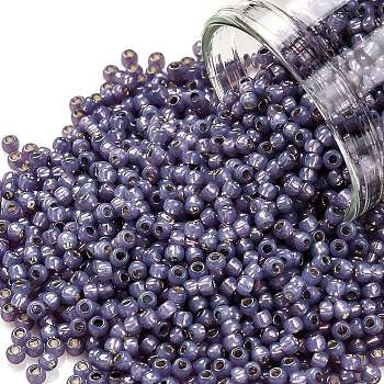 TOHO Round Seed Beads, Japanese Seed Beads, (2124) Silver Lined Milky Lavender, 11/0, 2.2mm, Hole: 0.8mm, about 50000pcs/pound