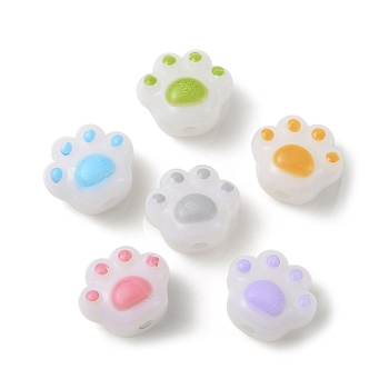 Opaque Acrylic Beads, Cat Paw, Mixed Color, 16x19x13mm, Hole: 3mm