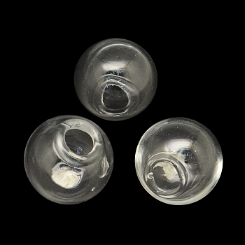Round Handmade Blown Glass Globe Ball Bottles, One Hole, for Glass Vial Pendants Making, Clear, 30mm, Hole: 5~7mm