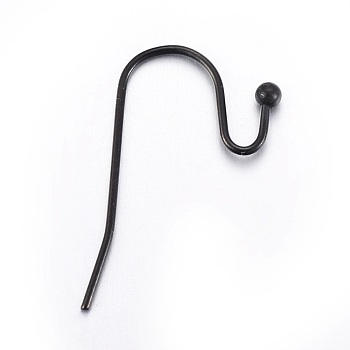 Stainless Steel Earring Hooks, Electrophoresis Black, 21x14mm, Pin: 0.6mm
