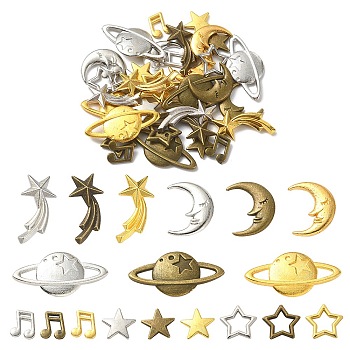 DIY Jewelry Making Finding Kit, Including Zinc Alloy Cabochon & Links & Cabochon Enamel Settings, Star & Moon & Musical Note, Mixed Color, 36Pcs/bag