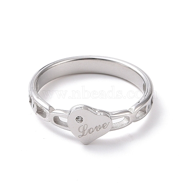 Crystal Rhinestone Heart with Word Love Finger Ring(RJEW-D120-06P)-2