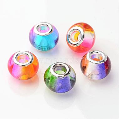 15mm Mixed Color Rondelle Glass + Brass Core Beads
