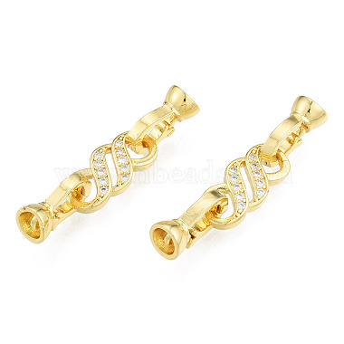 Brass Micro Pave Clear Cubic Zirconia Fold Over Clasps(X-KK-N231-353LG)-2