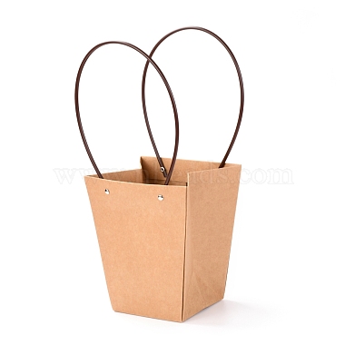 Trapezoid Kraft Paper Gift Bags with Plastic Haddles(CARB-P007-A04-A)-3