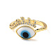 Lampwork Evil Eye Cuff Ring with Clear Cubic Zirconia(RJEW-L104-04G-03)-3