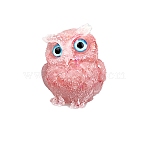 Resin Home Display Decorations, with Natural Rose Quartz Chips Inside, Owl, Random Eye Color, 60x50x42mm(G-PW0005-01-04)