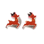 Christmas Theme Schima Wood Beads, Printed, Deer, 18x22x8mm, Hole: 3mm(WOOD-F018-05)